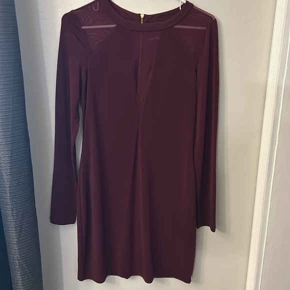 Wine Colored long sleeve midi dress